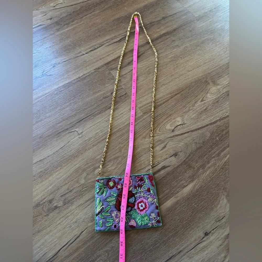 Valerie Stevens Multicolor Floral Beaded Crossbody Boho Bag